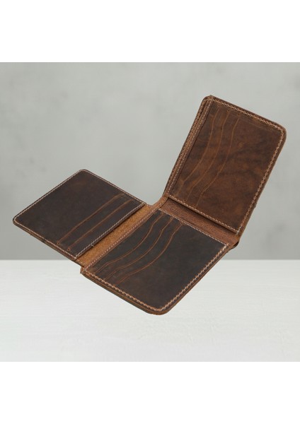 %100 Hakiki Deri El Yapımı Erkek Cüzdanı | Minimalist Tasarım | Kartlık | Kahverengi