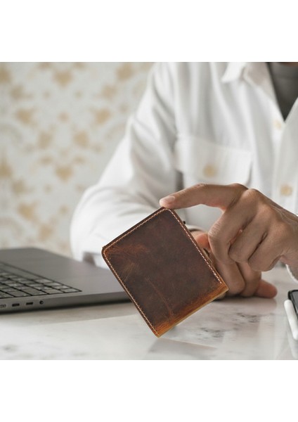 %100 Hakiki Deri El Yapımı Erkek Cüzdanı | Minimalist Tasarım | Kartlık | Kahverengi modelleri