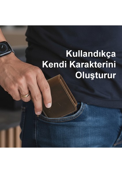 %100 Hakiki Deri El Yapımı Erkek Cüzdanı | Minimalist Tasarım | Kartlık | Kahverengi fırsatları