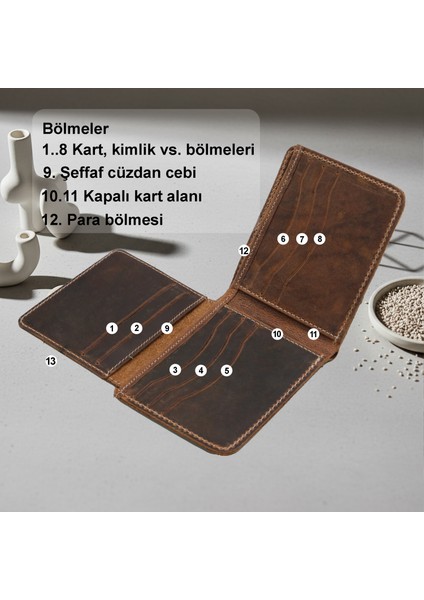 %100 Hakiki Deri El Yapımı Erkek Cüzdanı | Minimalist Tasarım | Kartlık | Kahverengi indirimleri