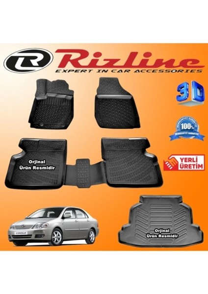 Corolla 3D Paspas + 3D Bagaj Havuzu Sedan 2002-2007 Arası Siyah Set