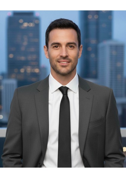 Kendinden Desenli 7 Cm Genişliğinde Ince Siyah Kravat