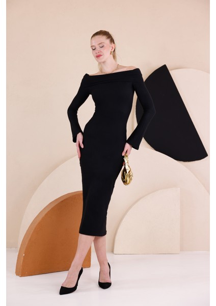 Madonna Yaka Dar Kalıp Uzun Kollu Elbise fırsatları