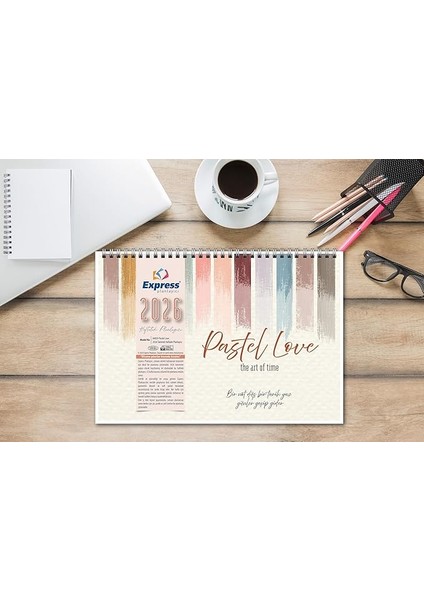 Planlayıcı 2026 Takvim A4 Ebat 53 Haftalık Planlayıcı Pastel Love