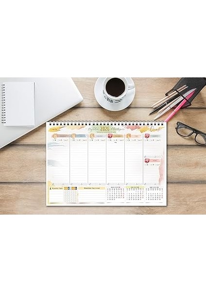 Planlayıcı 2026 Takvim A4 Ebat 53 Haftalık Planlayıcı Pastel Love fiyatları