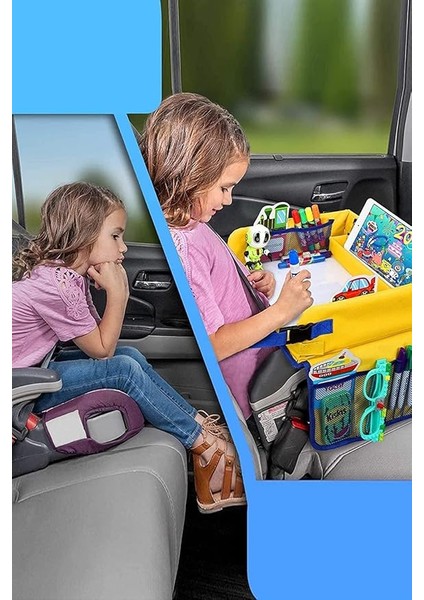 Active Katlanabilir Pratik Çocuk Masası Oto Koltuk Sehpası Bebek Çocuk Aktivite Masası (Sarı)