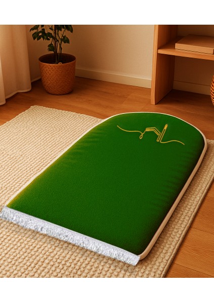 3 cm Süngerli Ortopedik Lüks Kadife Seccade Düz Renk Desensiz Namazlık Suni Deri Tabanlı 70 x 120 cm