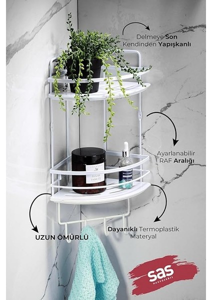 Haus Yapışkanlı Ömür Boyu Paslanmaz Kristal Ayarlanabilir Raf Banyo Düzenleyici Şampuanlık Lk-02 Bbbk fiyatları