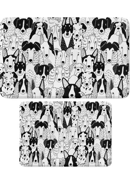 Sevimli Tasarımlı Mikrofiber Paspası, Kaymaz Taban, Yıkanabilir (385_BPSM, 2'li Takım 40X60_50X80)