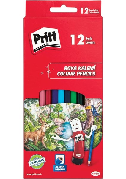 12'li Uzun Kuru Boya Kalemi, 12 Renk