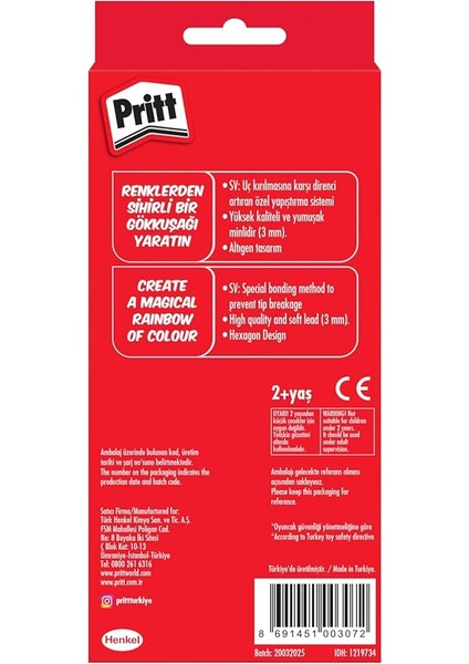 12'li Uzun Kuru Boya Kalemi, 12 Renk fiyatları