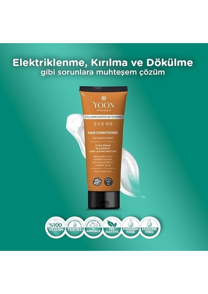 2'si 1 Arada Vegan Saç Bakım Kremi, Biotin, B7 ve Kolajen Içeren, Silikonsuz & Sülfat Içermeyen Nemlendirici, Saç Düzleştirmeye Yardımcı, Onarıcı ve Besleyici Saç Kremi 200ML indirimleri