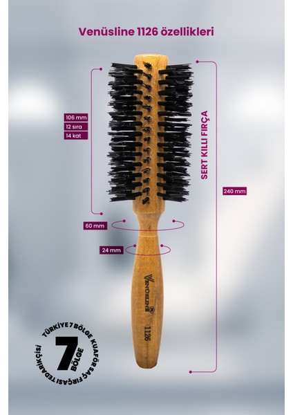 Venüsline 1126 Sert Kıllı Orta ve Uzun Boy Saçlar Için Düz ve Dalgalı Fön Fırçası fırsatları