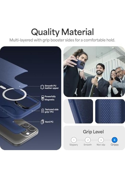 Ciel By 16 Pro Max ile Uyumlu Magsafe Kılıf Kajuk Mag Hava Kanalı Teknolojisi Askeri Sınıf Koruma Navy Vegan Deri Kapak - ACS08399 fiyatları