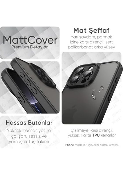 13 ile Uyumlu Mattcover Serisi Arkası Mat Polikarbonat Kenarları Silikon ve Köşeleri Güçlendirilmiş Kamera Korumalı Ince Silikon Kılıf (Düz, 13) fiyatları