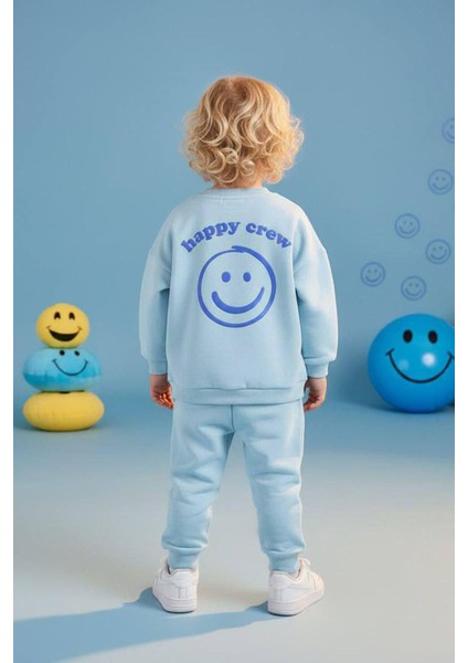 Gülenyüz Emoji Desenli Erkek Çocuk 2 li takım - Açık Mavi fiyatları