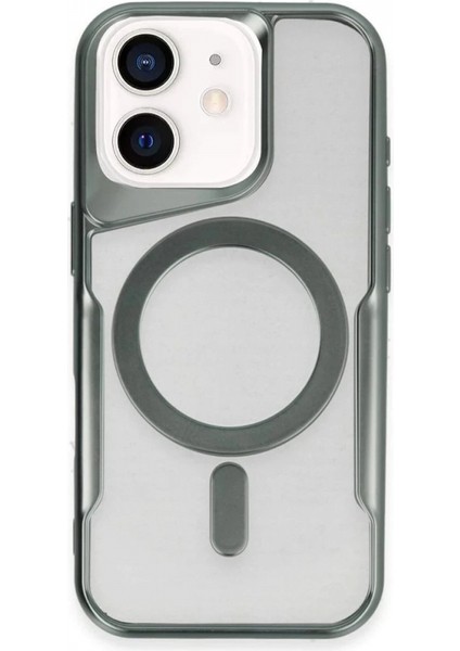 iPhone 11 Kılıf Boyi Magsafe Silikon Kapak - Yeşil (K95)