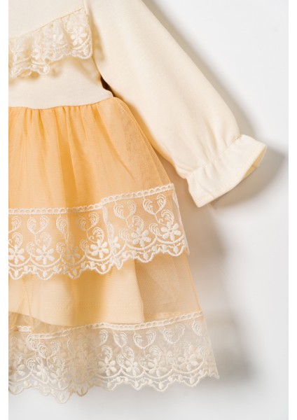 Kız Bebek Mevlütlük Elbise Dantelli Bandanalı modelleri