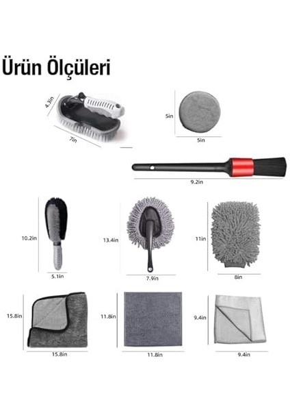 Profesyonel Mikrofiber 9 Parça Araç Temizleme Seti Araç Lastik Torpido Jant Yıkama Seti Araç Fırca Seti indirimleri
