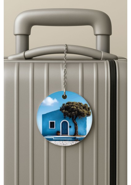 Pleksi Zincirli Bavul Etiketi Seyahat Tatil Için Tasarım Valiz Etiketi Ada'daki Ev
