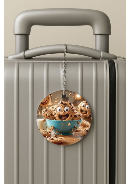 Pleksi Zincirli Bavul Etiketi Seyahat Tatil Için Tasarım Valiz Etiketi Cookie