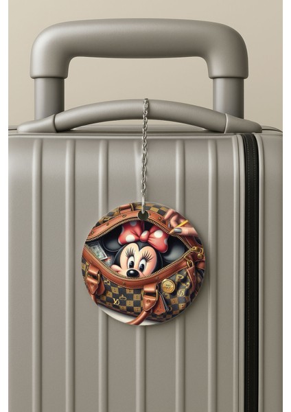 Pleksi Zincirli Bavul Etiketi Seyahat Tatil Için Tasarım Valiz Etiketi Mouse