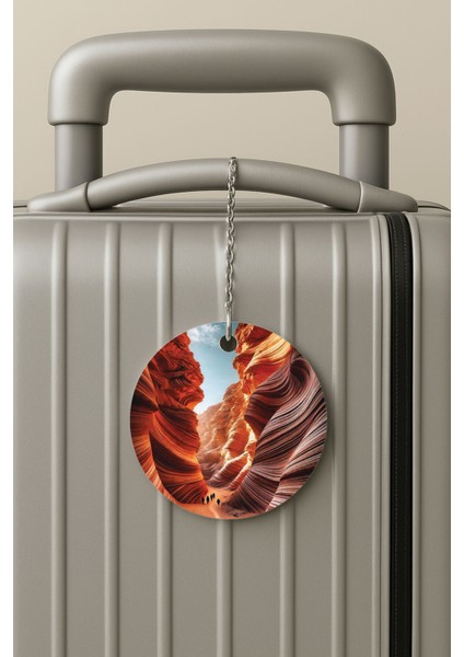 Pleksi Zincirli Bavul Etiketi Seyahat Tatil Için Tasarım Valiz Etiketi Arizona Kanyon