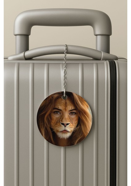 Pleksi Zincirli Bavul Etiketi Seyahat Tatil Için Tasarım Valiz Etiketi Aslan Kadın