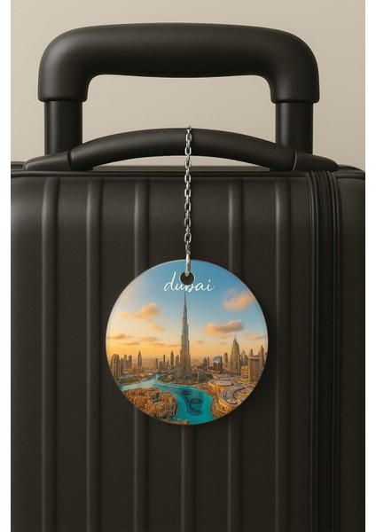 Dubai Desenli Uv Baskılı Pleksi Bavul Etiketi Seyahat Tatil Valiz Etiketi