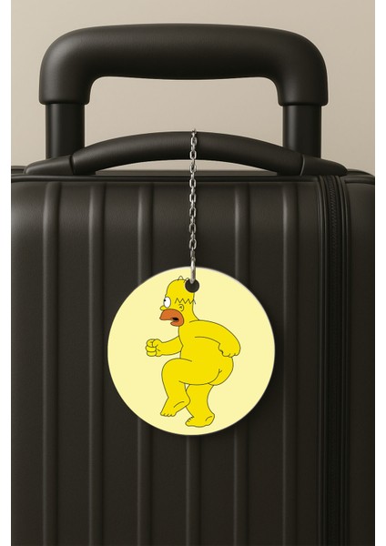 Çıplaksimpson Desenli Uv Baskılı Pleksi Bavul Etiketi Seyahat Tatil Valiz Etiketi