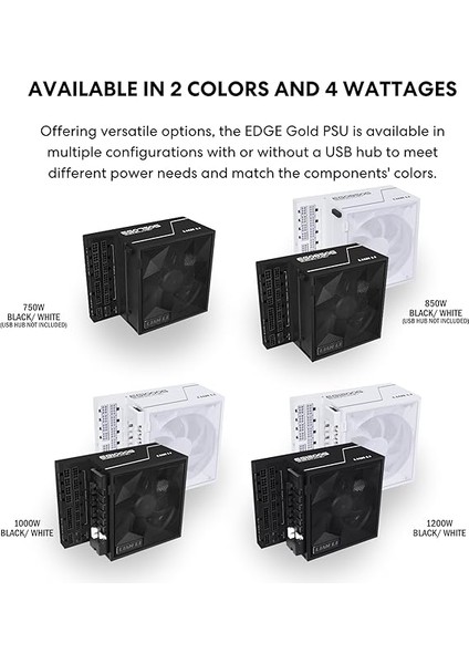 Li Edge SERISI-1000W Tam Modüler Güç Kaynağı (Fan Hub Dahil) - Gold-Atx 3.0, 3.1-Pcıe 5.1-L-Şekilli Çift Bölmeli Kasa Için TASARIM-120MM Fdb Fan-4 USB Aygıtına Kadar Destekler - Siyah fiyatları