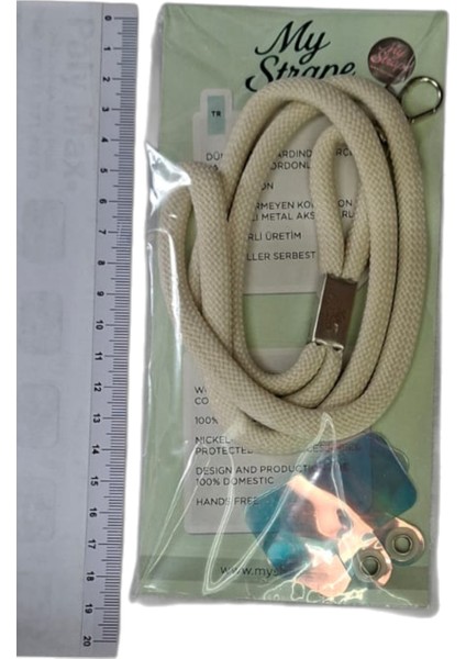 EKRU PARACORD TELEFON BOYUN ASKISI TÜM KILIFLARA UYUMLU