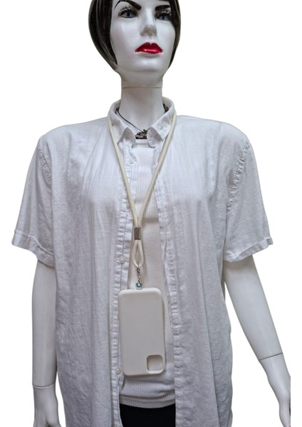 EKRU PARACORD TELEFON BOYUN ASKISI TÜM KILIFLARA UYUMLU