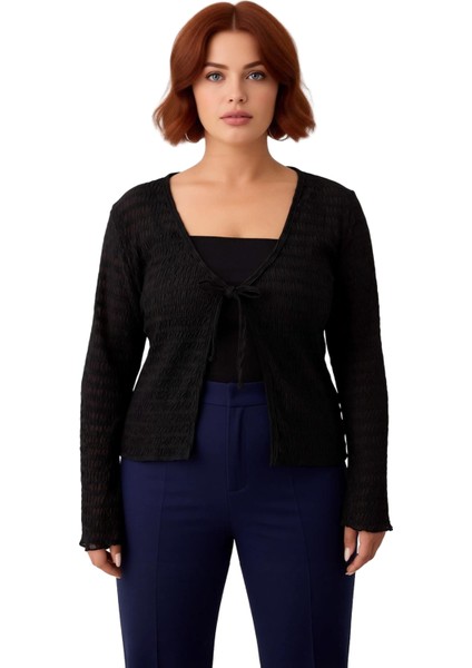 Kadın Esnek Dokulu V Yaka Bağlantılı Uzun Kollu Örme Üst Kaliteli Şık Rahat Modern Zarif Günlük fiyatları