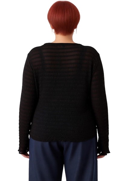 Kadın Esnek Dokulu V Yaka Bağlantılı Uzun Kollu Örme Üst Kaliteli Şık Rahat Modern Zarif Günlük modelleri