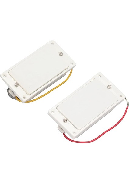 Humbucker Pickup Yedek 2 Parça Kapalı Elektro Gitar Pikap, Çift Bobinli Humbucker Pikap Yedek Gitar Boyun ve Köprü Için, Beyaz