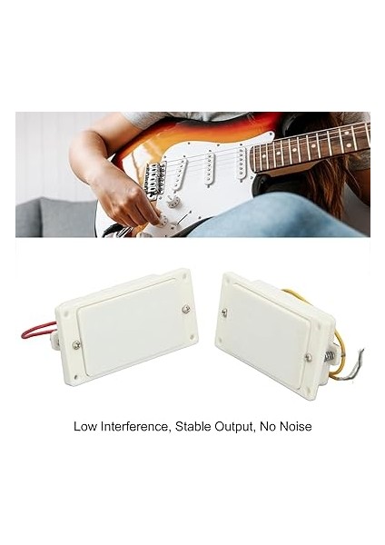 Humbucker Pickup Yedek 2 Parça Kapalı Elektro Gitar Pikap, Çift Bobinli Humbucker Pikap Yedek Gitar Boyun ve Köprü Için, Beyaz modelleri