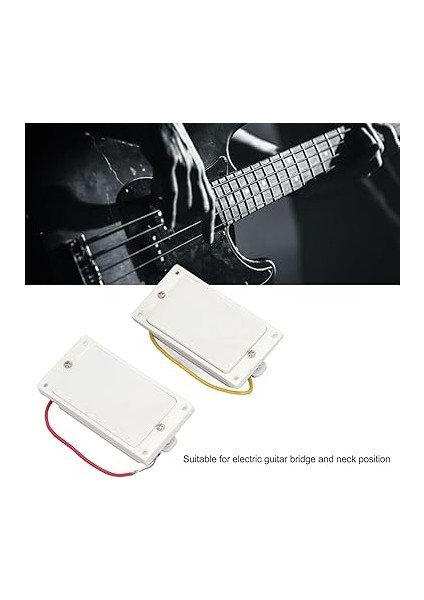 Humbucker Pickup Yedek 2 Parça Kapalı Elektro Gitar Pikap, Çift Bobinli Humbucker Pikap Yedek Gitar Boyun ve Köprü Için, Beyaz fırsatları