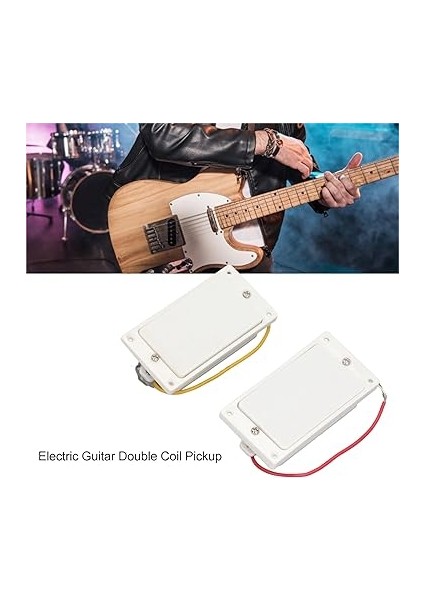 Humbucker Pickup Yedek 2 Parça Kapalı Elektro Gitar Pikap, Çift Bobinli Humbucker Pikap Yedek Gitar Boyun ve Köprü Için, Beyaz indirimleri
