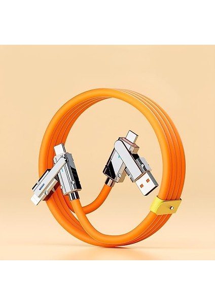 [4'ü 1 Arada] 60W Type C Hızlı Şarj Kablosu Çoklu Kalın Kopma Karşıtı Type C ve Lightning Girişli Cihazlar Ile Uyumludur iPhone 15 14 13 12 11 7, Galaxy S24 S23 S22 S21 A54 A34 ile Uyumludur