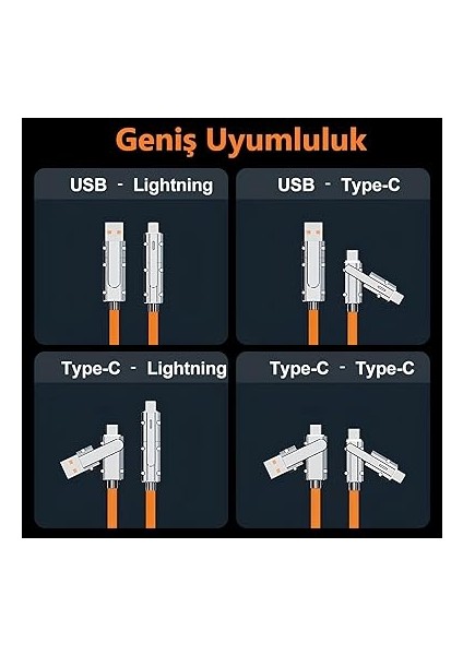 [4'ü 1 Arada] 60W Type C Hızlı Şarj Kablosu Çoklu Kalın Kopma Karşıtı Type C ve Lightning Girişli Cihazlar Ile Uyumludur iPhone 15 14 13 12 11 7, Galaxy S24 S23 S22 S21 A54 A34 ile Uyumludur fiyatları