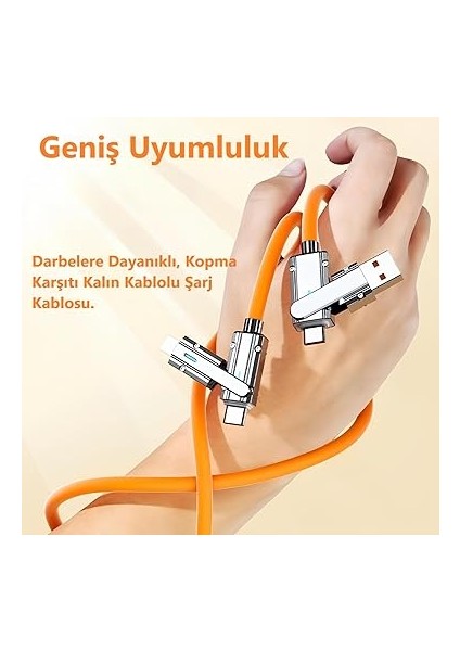 [4'ü 1 Arada] 60W Type C Hızlı Şarj Kablosu Çoklu Kalın Kopma Karşıtı Type C ve Lightning Girişli Cihazlar Ile Uyumludur iPhone 15 14 13 12 11 7, Galaxy S24 S23 S22 S21 A54 A34 ile Uyumludur fırsatları