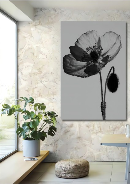 Dekoratif Ahşap Dikdörtgen Tablo Gelincik Çiçeği