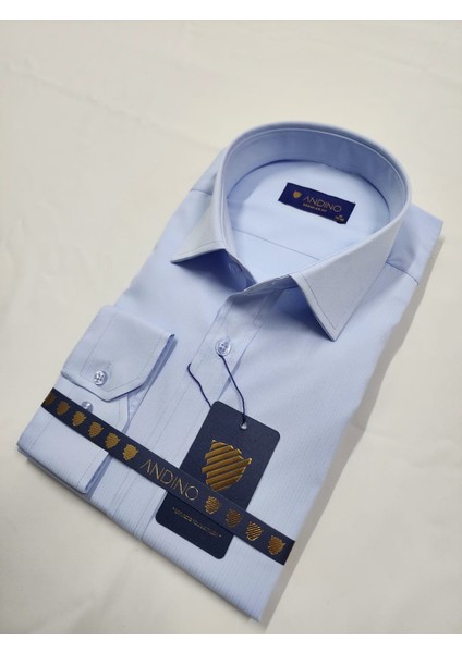 Regularfit Mavi Çizgili Erkek Gömlek Likralı Esnek Kumaş Yaka Alttan Düğmeli AR0720709-03 indirimleri