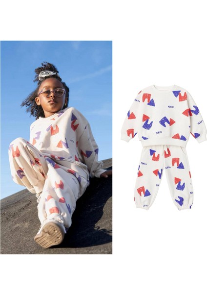 La’ciel Paris Navi Sloganlı Oversize Takım Beyaz modelleri