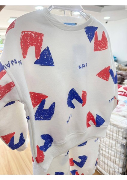 La’ciel Paris Navi Sloganlı Oversize Takım Beyaz indirimleri