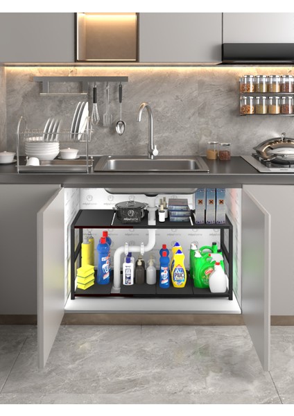 Genişletilebilir Raf Ayarlanabilir Düzenleyici Suya Dayanıklı Mutfak Düzenleyici Banyo Düzenleyici