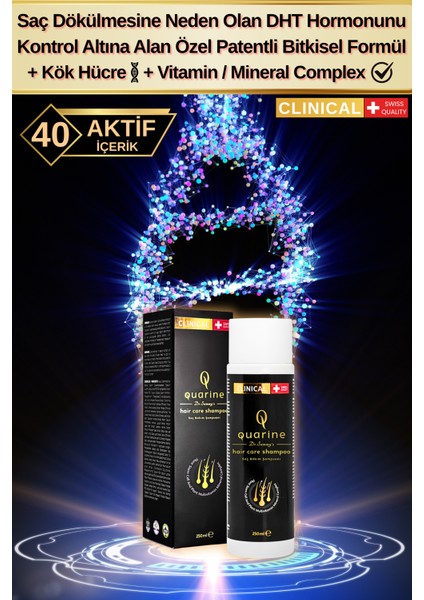Quarine Premium Şampuan (2 Aylık) Dökülmelere Karşı %100 Saf ve Doğal Bitkisel Kök Hücre Ekstratları,Vitamin ve Mineral İçeren Onarıcı Saç Şampuanı 250ML fiyatları