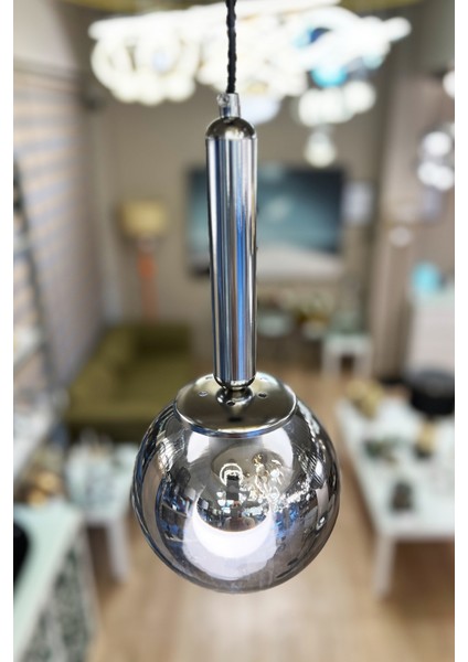 Globe Black & Silver Slim FÜME Cam Avize fiyatları