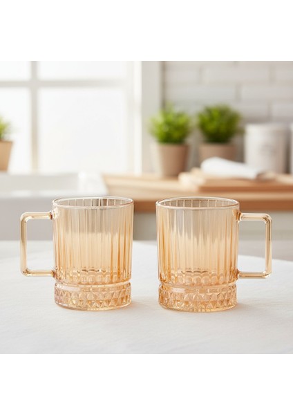 Elysia Dekor Amber Renk 6 Kişilik Cam Çay-Kahve Kupa Takımı – 6 x 210 Ml.